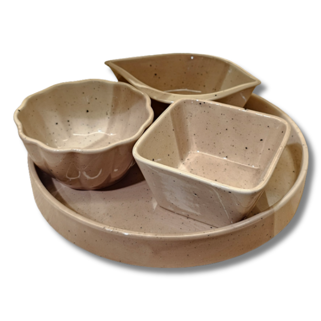 Set de 3 Bols sur plat - Beige Taupe