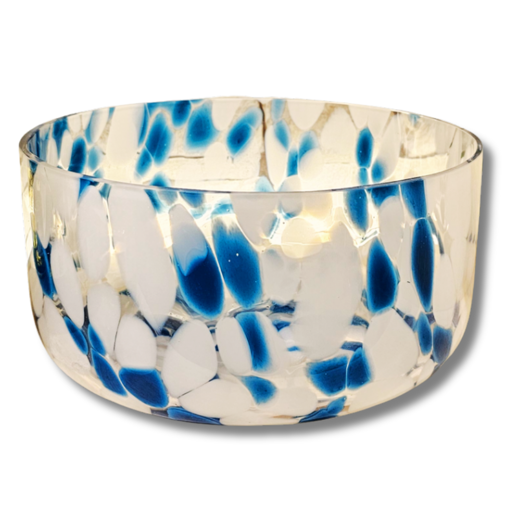 Saladier Verre Bleu & Blanc