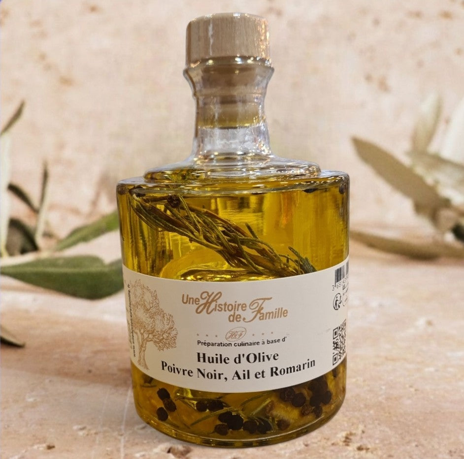 Huile d'Olive au Poivre noir, Ail et Romain Empilable