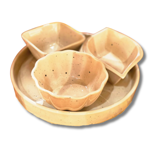 Set de 3 Bols sur plat - Beige Taupe