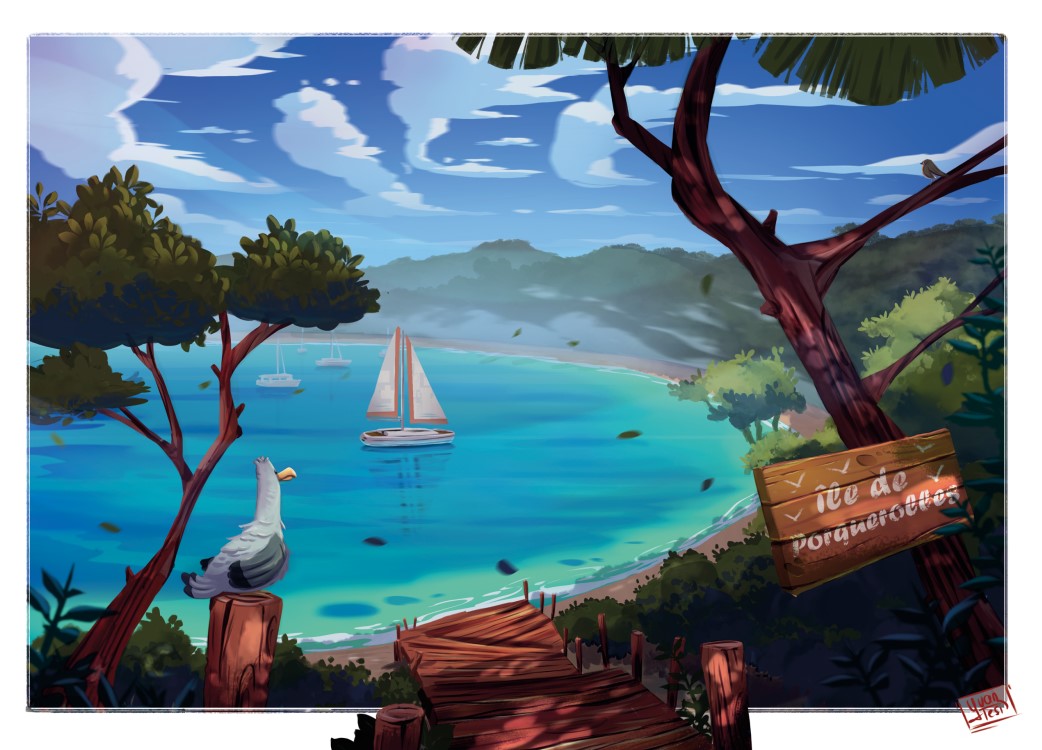 Affiche "Plage de Porquerolles"