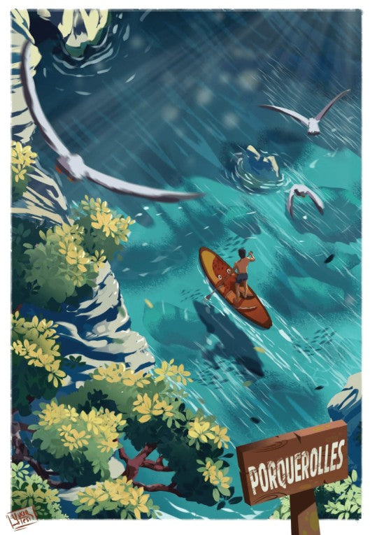 Affiche "Porquerolles en Paddle"