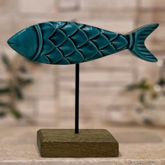 Poisson décoratif bois emmaillé