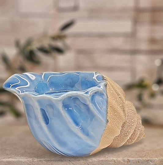 Bougeoir coquillage bleu et sable 2