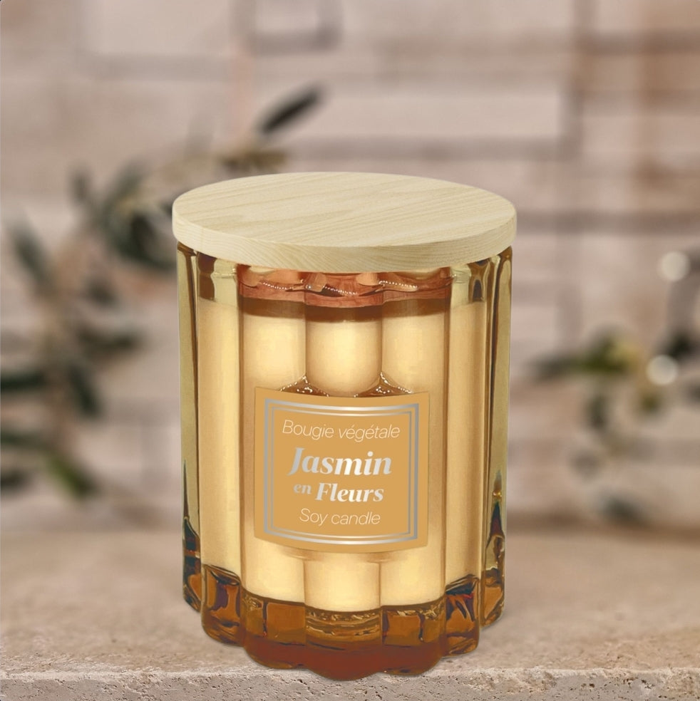 Bougie Végétale Jasmin avec Fleurs