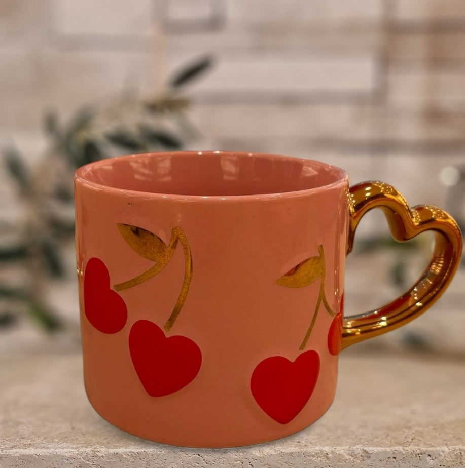 Mug cerise anse coeur